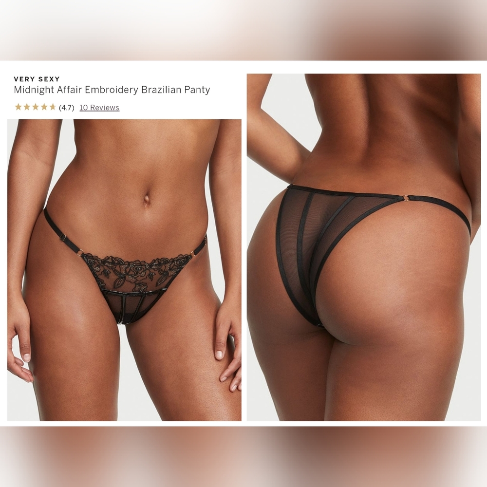 Victorias secret very sexy midnight affair faux leather Brazilian panty LARGE